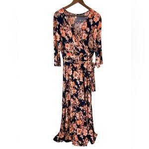 Pinkblush Floral Wrap V-Neck Maxi Dress